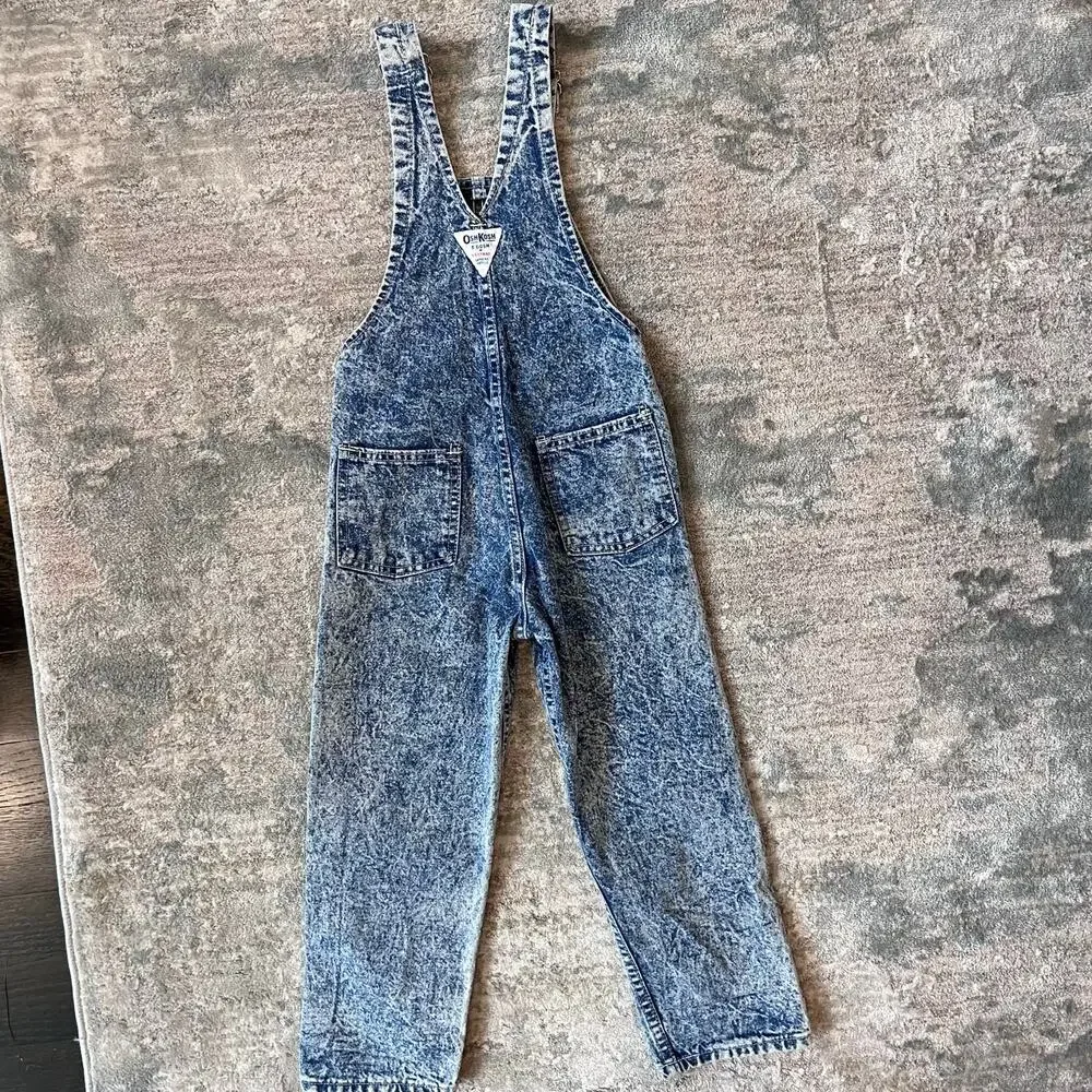Vintage OshKosh Acid Wash Overalls 5T USA